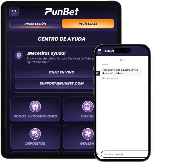 FunBet Casino centro de ayuda con chat en vivo y atención al cliente desde móvil